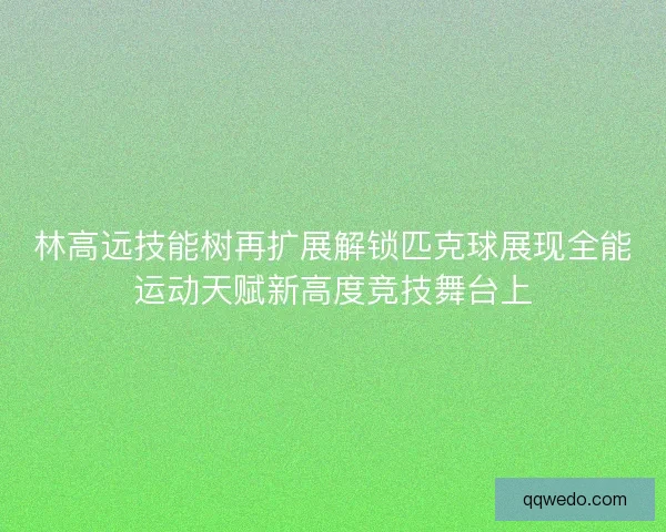 林高远技能树再扩展解锁匹克球展现全能运动天赋新高度竞技舞台上